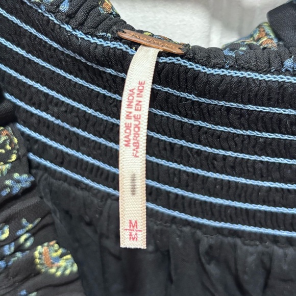 💜Free People Black Blouse with Blue Embroidery - Picture 3 of 14